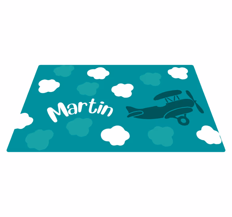 Skyer og fly med navn Vinyl teppe flere barn - Tenstickers