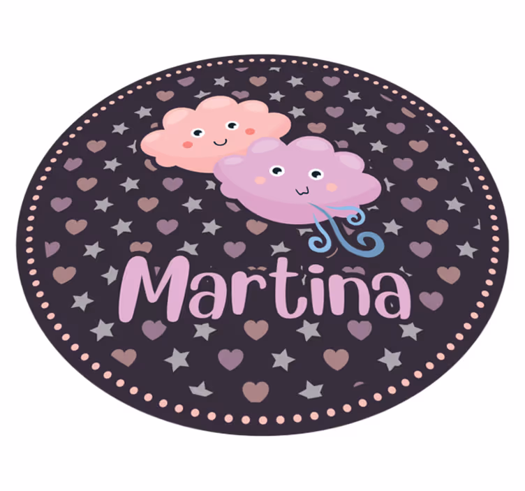 Lilla skyer med navn Vinyl teppe flere barn - Tenstickers