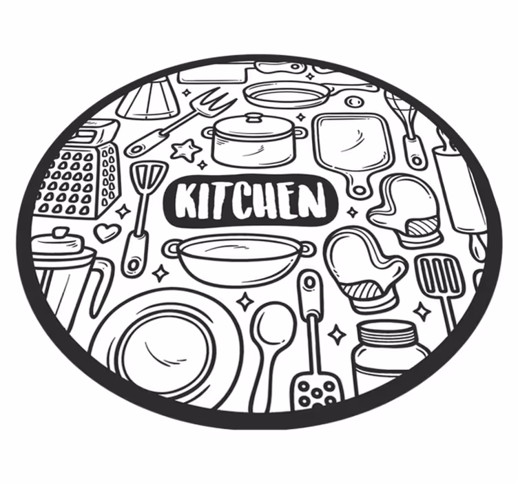 Essensielle grafikk vinyl teppe rund - Tenstickers