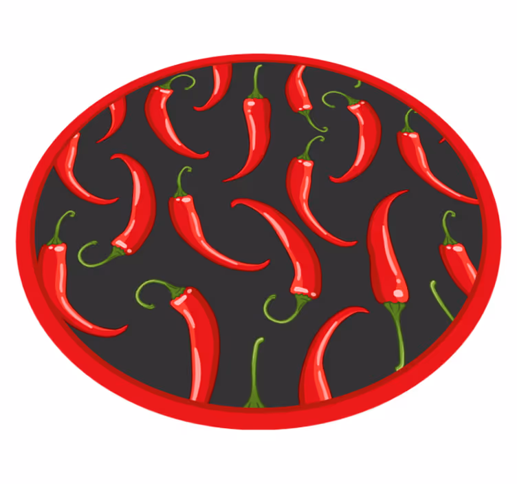 Rødglødende chili paprika vinyl teppe kjøkken - Tenstickers