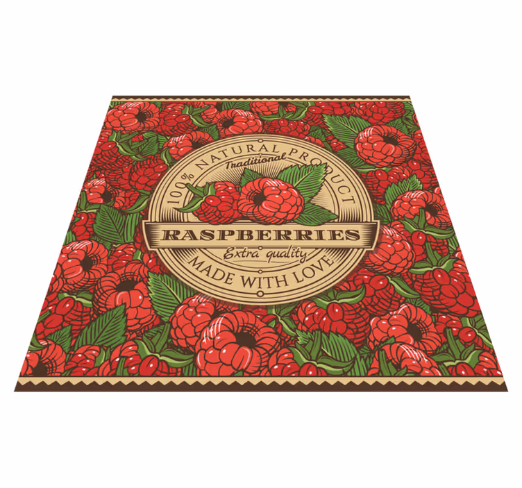 Bringebærblomstermønster vinyl teppe kjøkken - Tenstickers