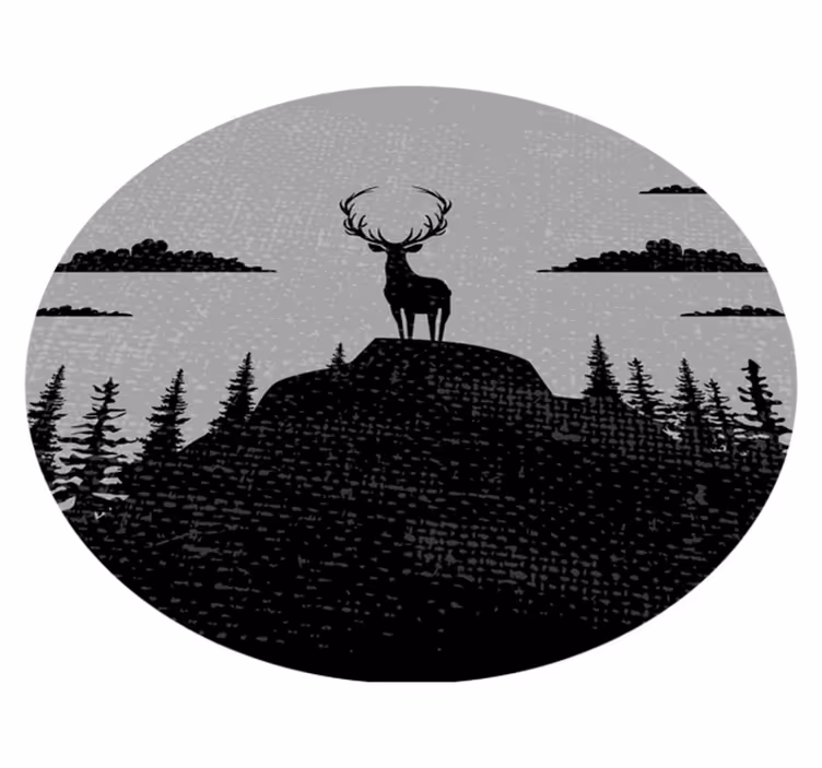 Grå og svart hjort vinyl teppe dyr - Tenstickers