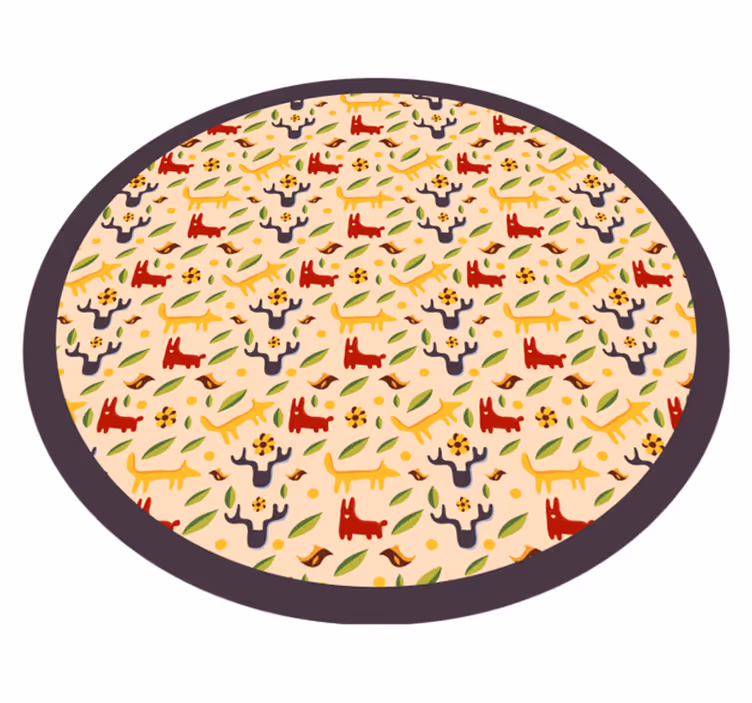 Fargerike skogsdyr Vinyl teppe flere barn - Tenstickers