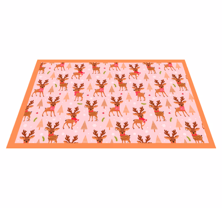 Reinsdyrrosa tema Jul vinyl teppe - Tenstickers
