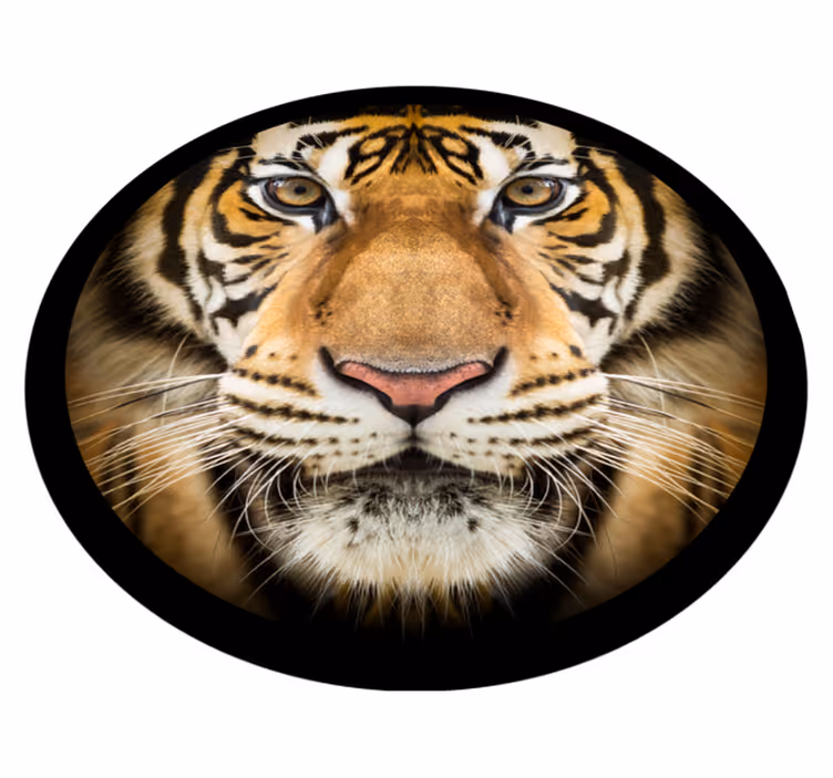 Tiger på nært hold vinyl teppe dyr - Tenstickers
