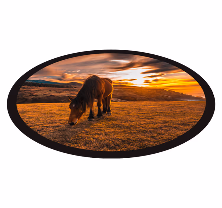 Majestetisk hestespising vinyl teppe dyr - Tenstickers