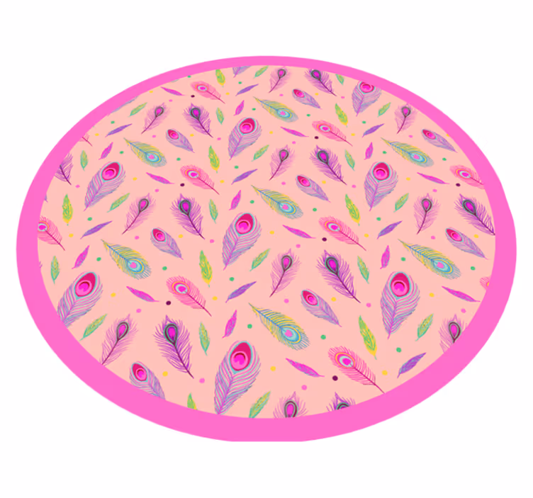 Fargerikt fjærmønster vinyl teppe natur - Tenstickers