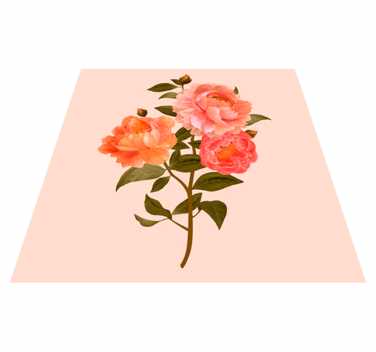 Peonarrangement vinyl teppe blomster og planter - Tenstickers