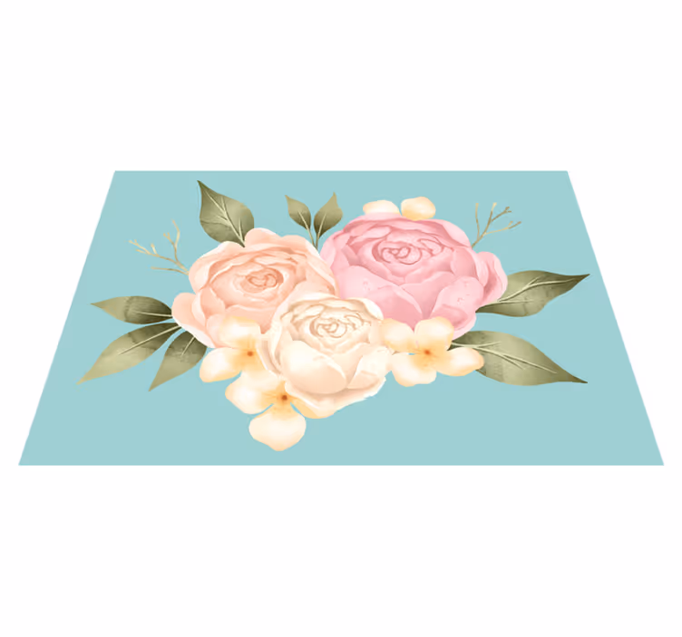 Botanisk sammensetning vinyl teppe blomster og planter - Tenstickers