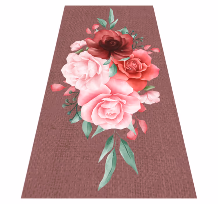 Peon linje med blomster vinyl teppe - Tenstickers