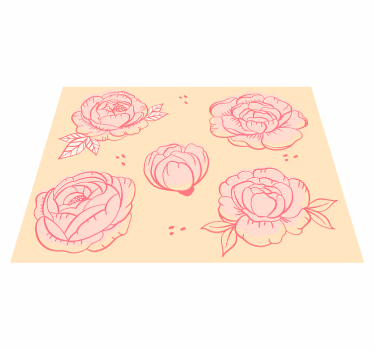 Rosa blomstermotiv vinyl teppe blomster og planter - Tenstickers