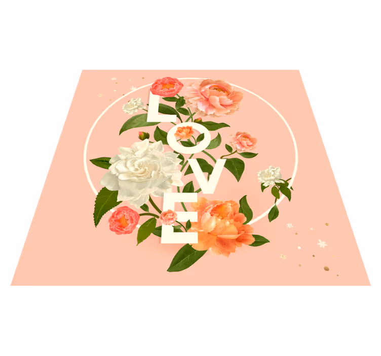 Kjærlighetsblomster design vinyl teppe ungdom - Tenstickers