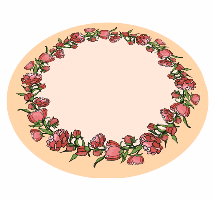 Blomster og planter vinyl teppe sirkulær aksent - Tenstickers