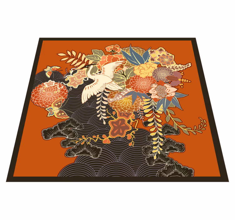 Forseggjort botanisk element vinyl teppe blomster og planter - Tenstickers