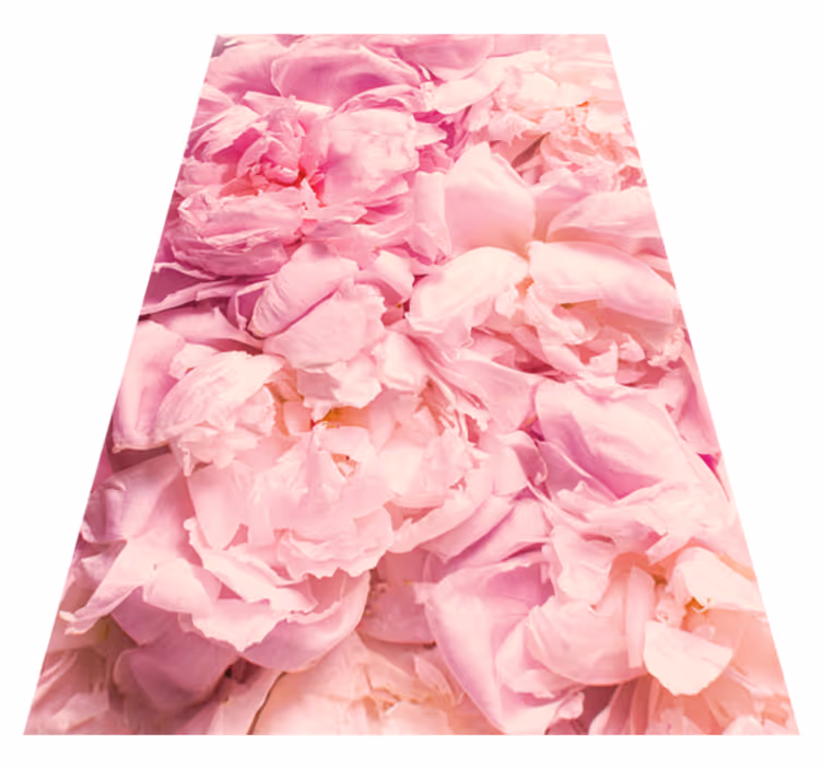 Peony realistiske rosa blomster blomsterteppe - Tenstickers