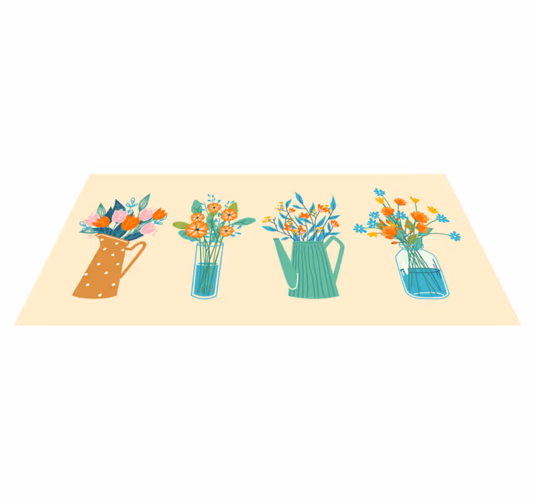 Vinyl teppe blomster og planter blomsterdekorasjon - Tenstickers