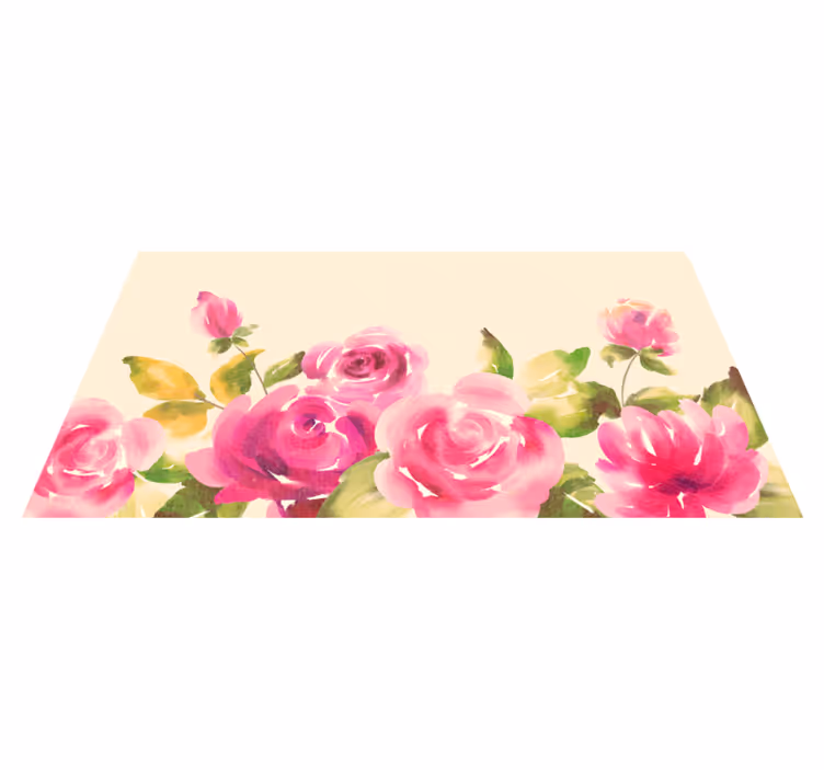 Rosa blomsterdesign vinyl teppe blomster og planter - Tenstickers