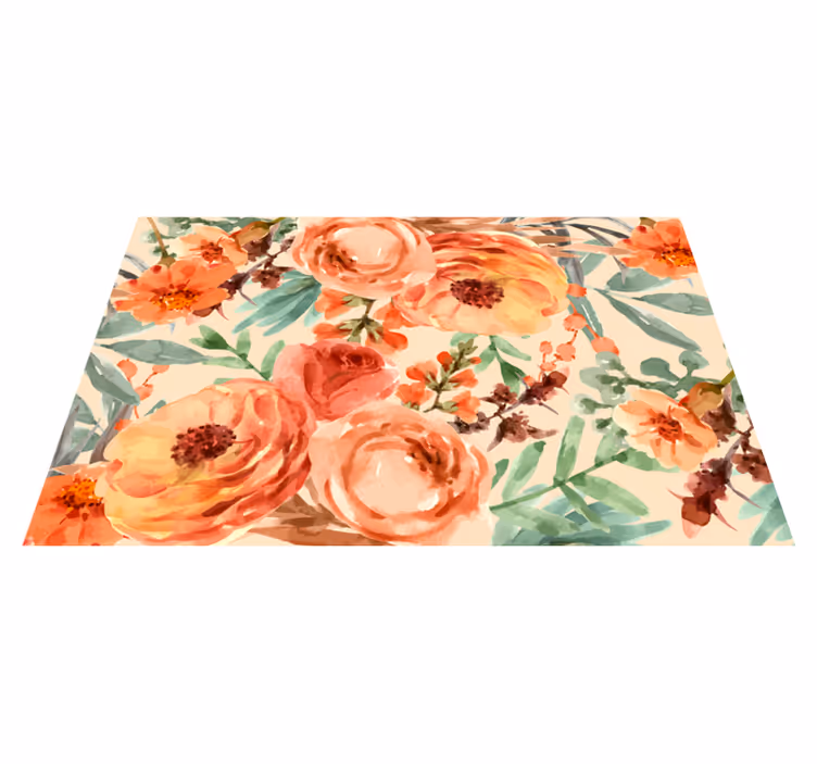 Pion akvarell blomster vinylteppe - Tenstickers