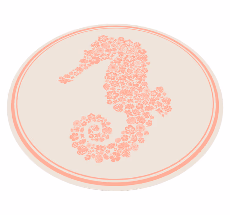 Sjøhest blomsterdesign vinyl teppe blomster og planter - Tenstickers