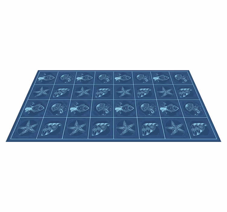 Ornamental sjø liv fliser dyre vinyl teppe - Tenstickers