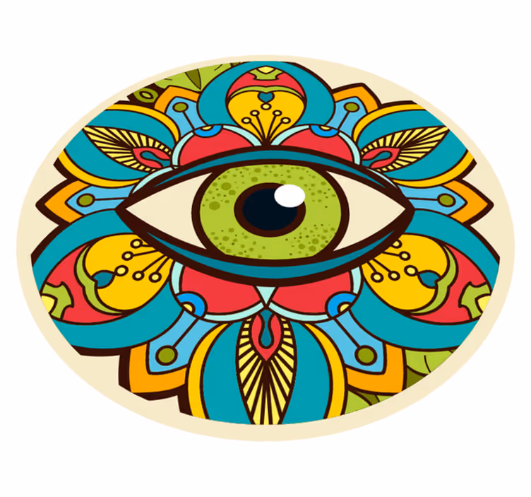 Fargerikt øyemønster vinyl teppe mandala - Tenstickers