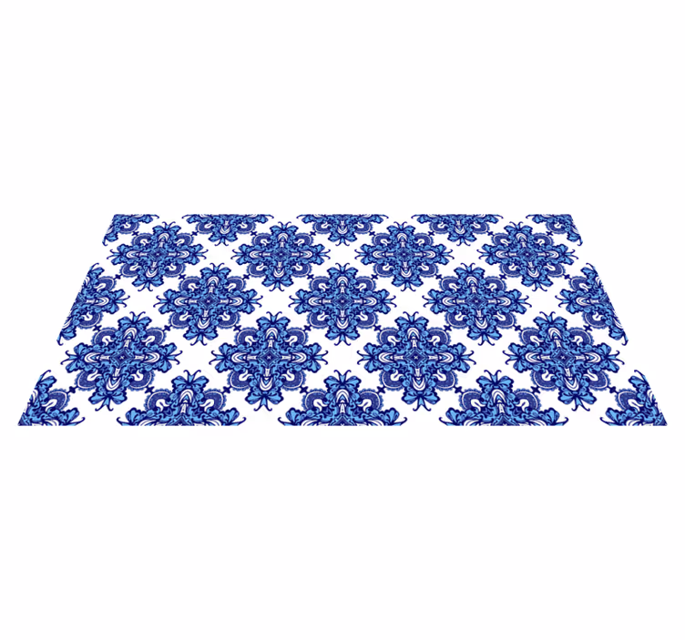 Intrikat blått motiv vinyl teppe mosaikk - Tenstickers