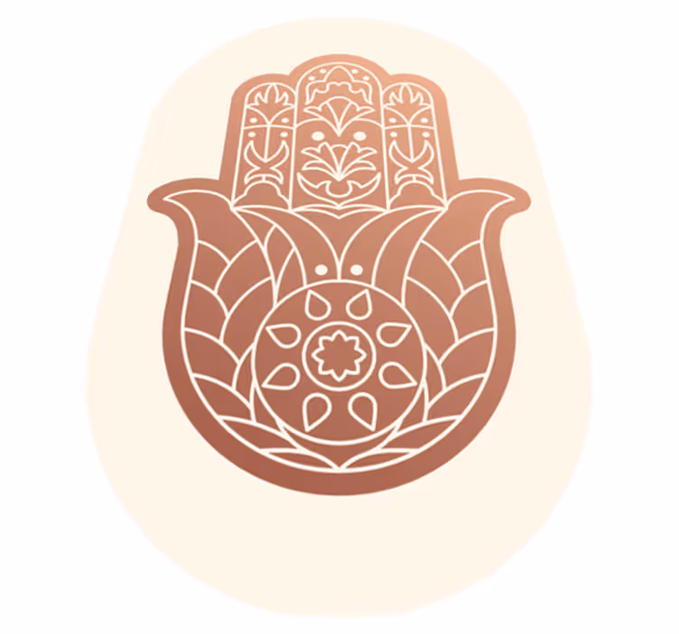 Beige hånd av fatima etnisk vinyl teppe - Tenstickers