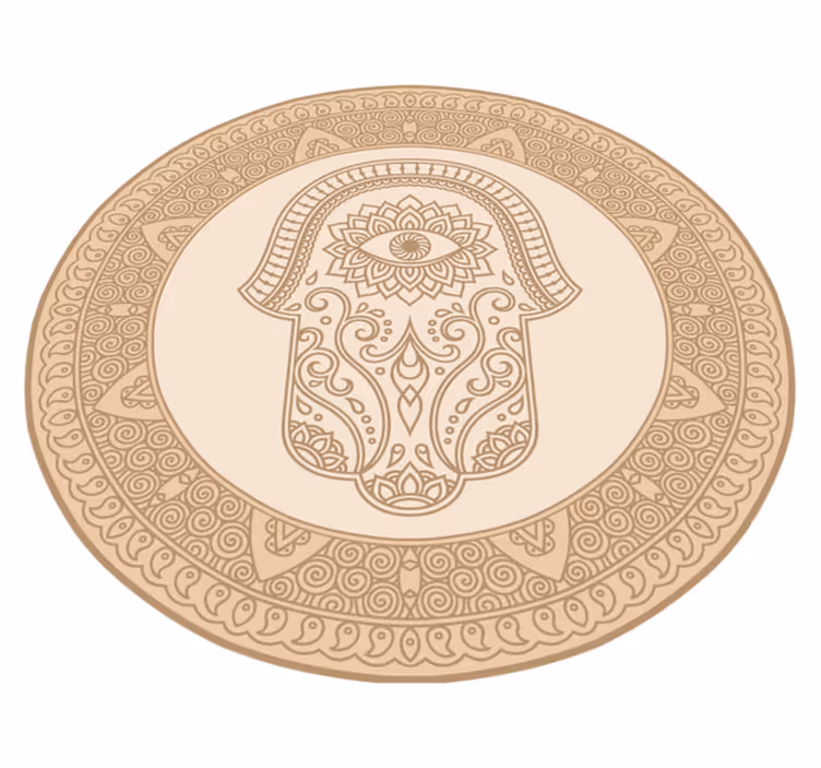 Beige fatima håndsymbol vinyl teppe mandala - Tenstickers