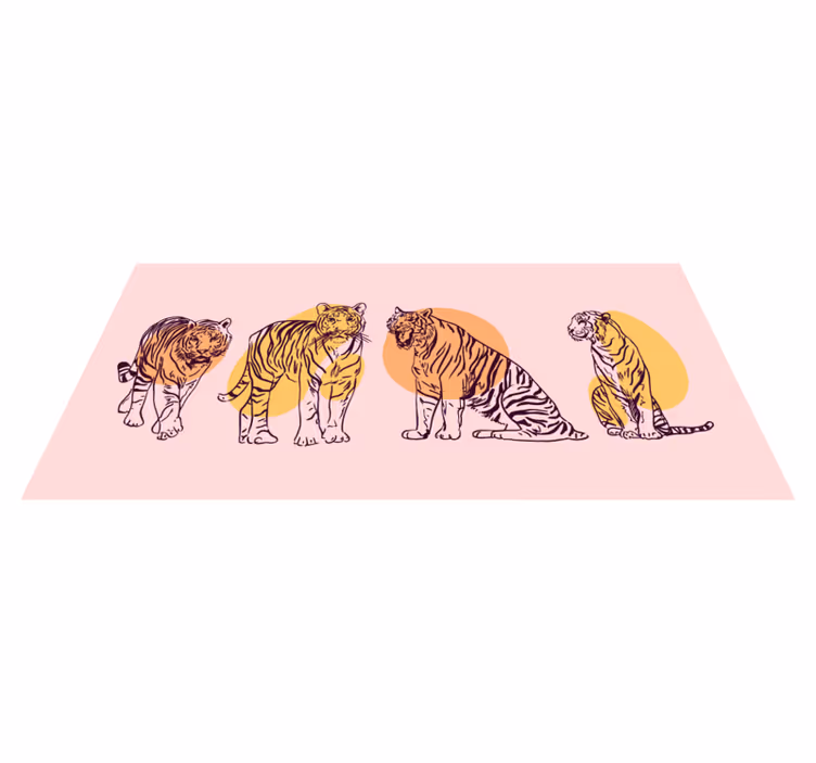 Innrammet tigerillustrasjon vinyl teppe dyr - Tenstickers