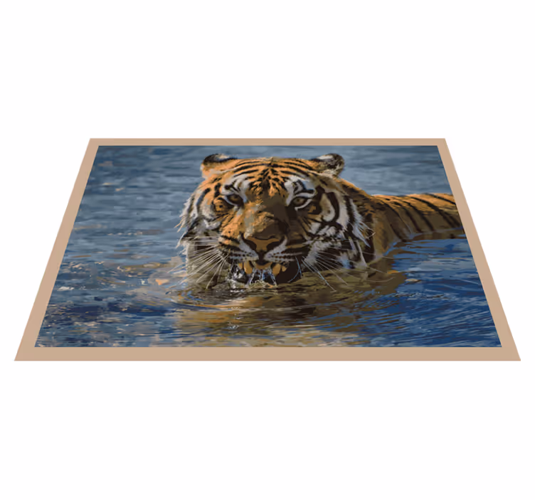 Tiger svømming dyr vinylteppe - Tenstickers