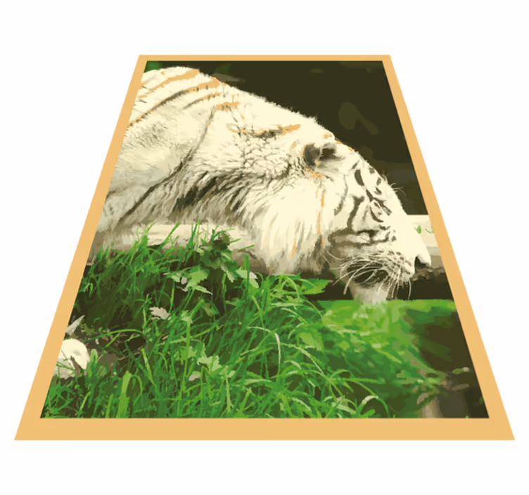 Hvitt tiger dyr vinylteppe - Tenstickers