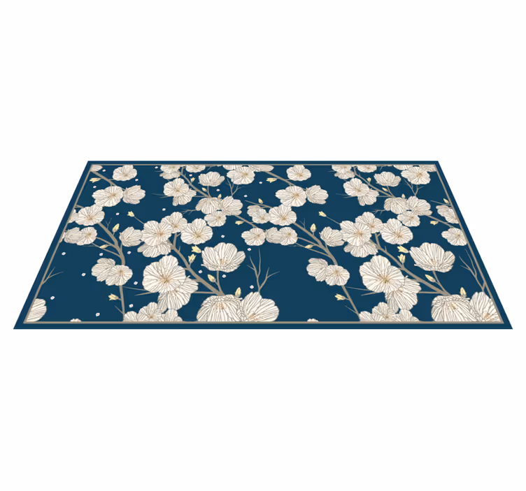 Blomster og grener natur vinyl teppe - Tenstickers