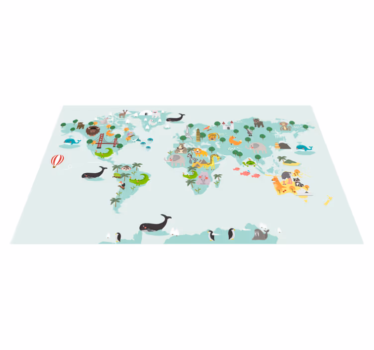 Nordisk turkisk verdensplan vinyl teppe for barn - Tenstickers
