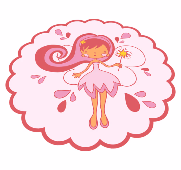 Fe med stav rosa kjole barn vinyl teppe - Tenstickers