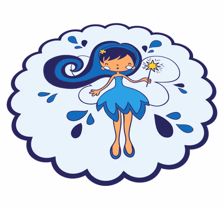 Blå fe-prinsesse vinyl teppe spedbarn - Tenstickers