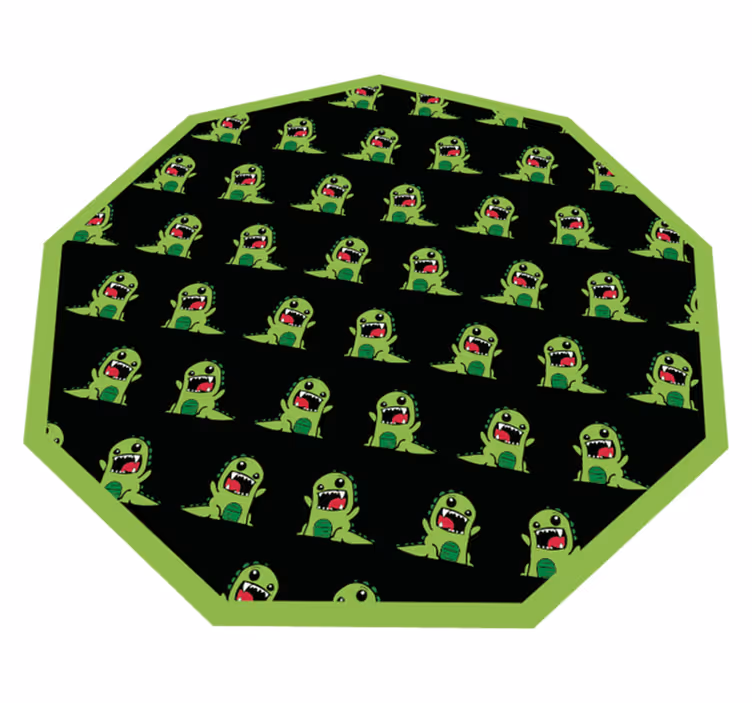 Dinosaur doodle med armene opp skummelt vinylteppe - Tenstickers