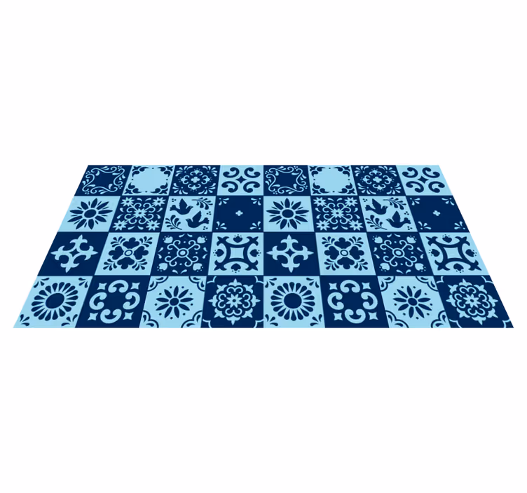 Blå mosaikk vinyl teppe hydraulisk - Tenstickers