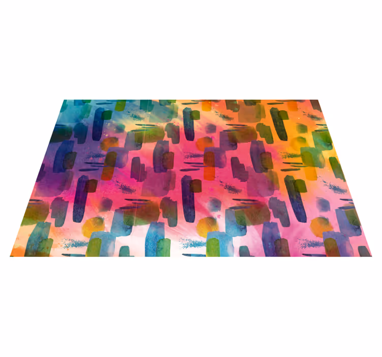 Kunstneriske fargesegmenter vinyl teppe stue - Tenstickers