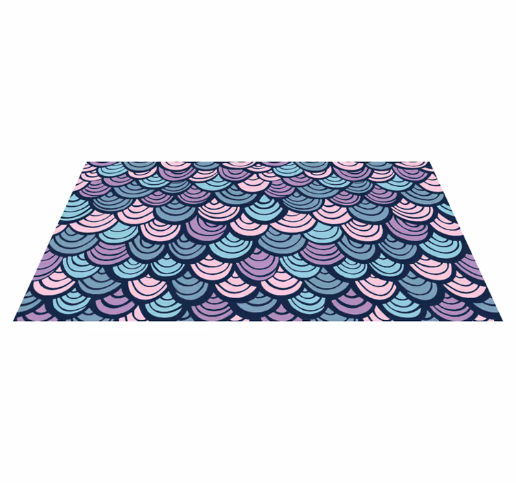 Lilla og blått bølgemotiv vinyl teppe geometrisk - Tenstickers
