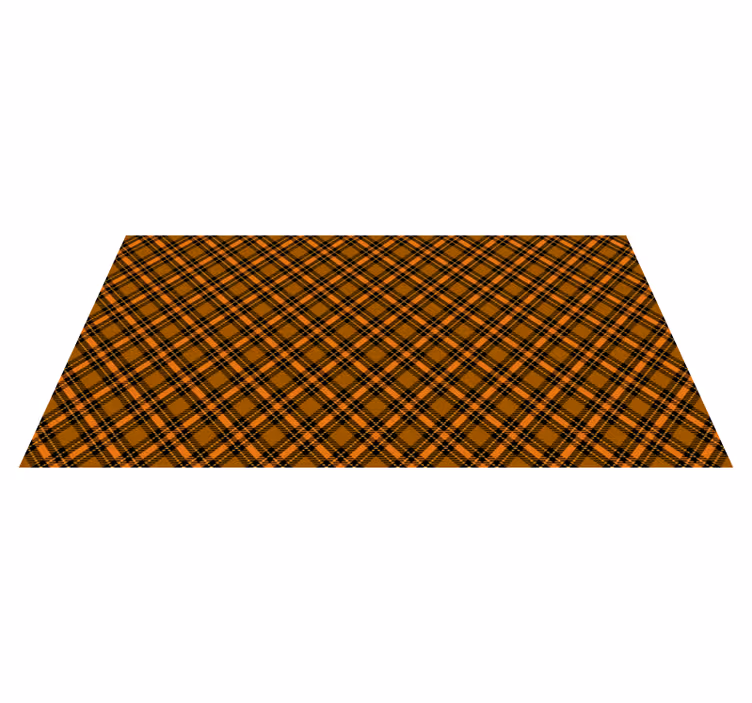 Svart og oransje tartan vintage vinyl teppe - Tenstickers