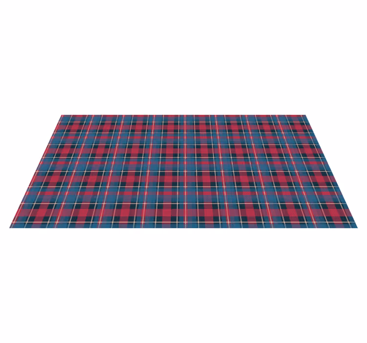 Blå og rød tartan vintage vinyl teppe - Tenstickers