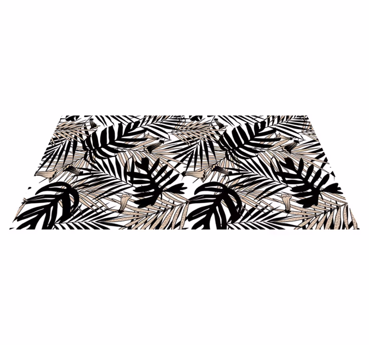 Tropisk bladelement vinyl teppe natur - Tenstickers