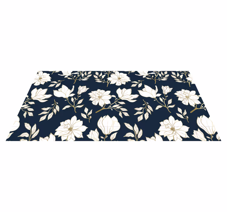 Hvite blomster mønster natur vinyl teppe - Tenstickers