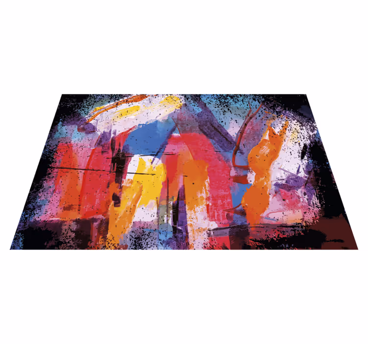 Abstrakt maling farget moderne vinyl teppe - Tenstickers