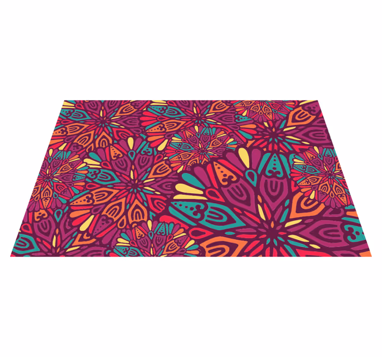 Vibrant lilla motiv vinyl teppe mandala - Tenstickers