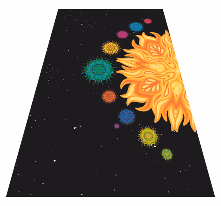 Fargerikt solstrålemotiv vinyl teppe mandala - Tenstickers