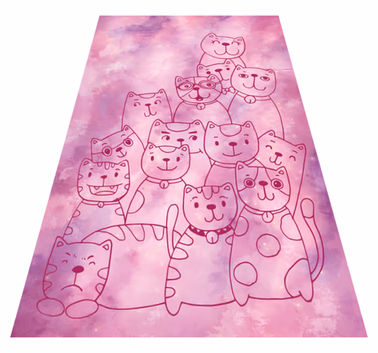 Leken kattesamling Vinyl teppe flere barn - Tenstickers