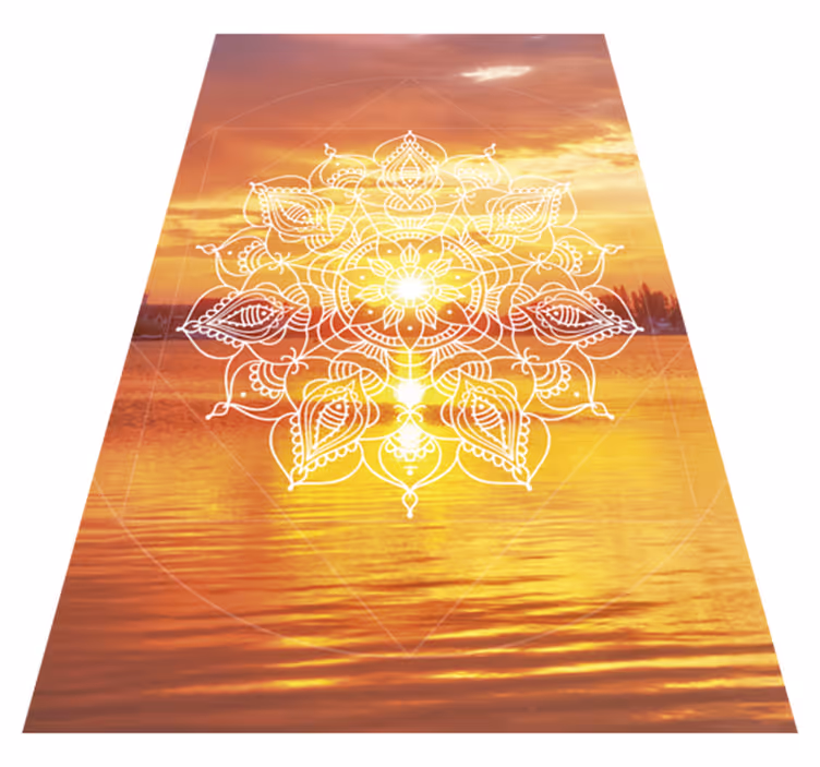 Knalloransje design vinyl teppe mandala - Tenstickers