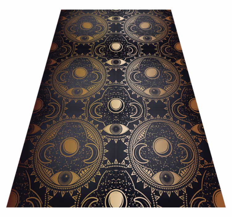 Himmelsk svart motiv vinyl teppe mandala - Tenstickers