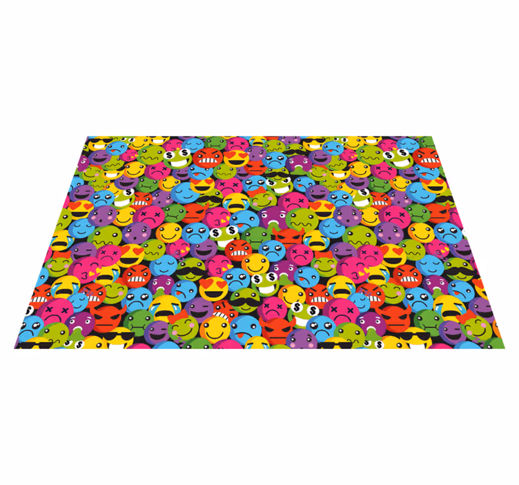 Fargerike emoji-uttrykk vinyl teppe ungdom - Tenstickers
